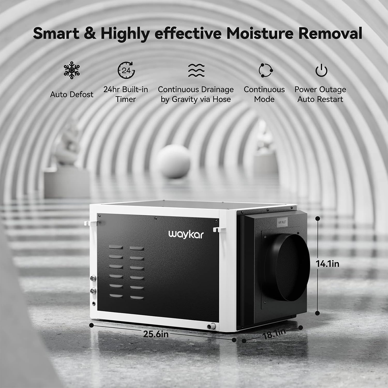 Waykar 155 Pints Commercial Dehumidifier Industrial Dehumidifier for Crawl Spaces, Basements, Whole Homes