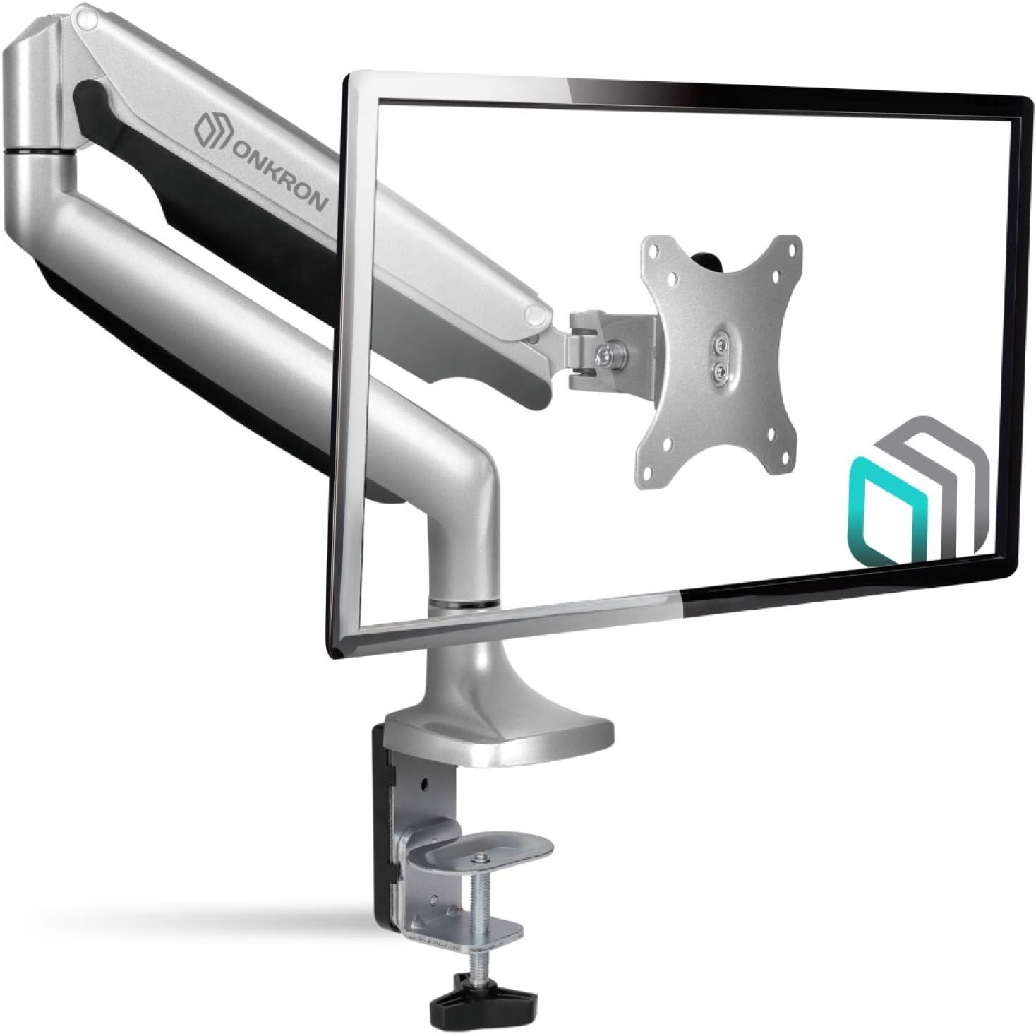 ONKRON Monitor Desk Mount for 13 to 32-Inch LED LCD Flat Screen Monitors up to 19.8 lbs G100 Silver Pack of 2