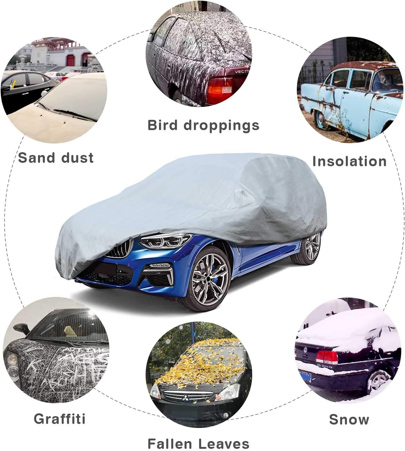 Leader Accessories SUV Cover 100% Dustproof Wind Resistant Outdoor Car Cover Up to 195''