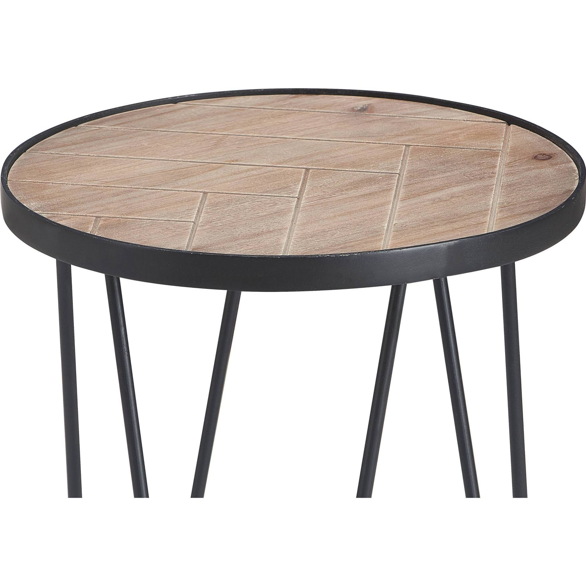 ClickDecor Farmhouse Side Table Wood and Black Metal