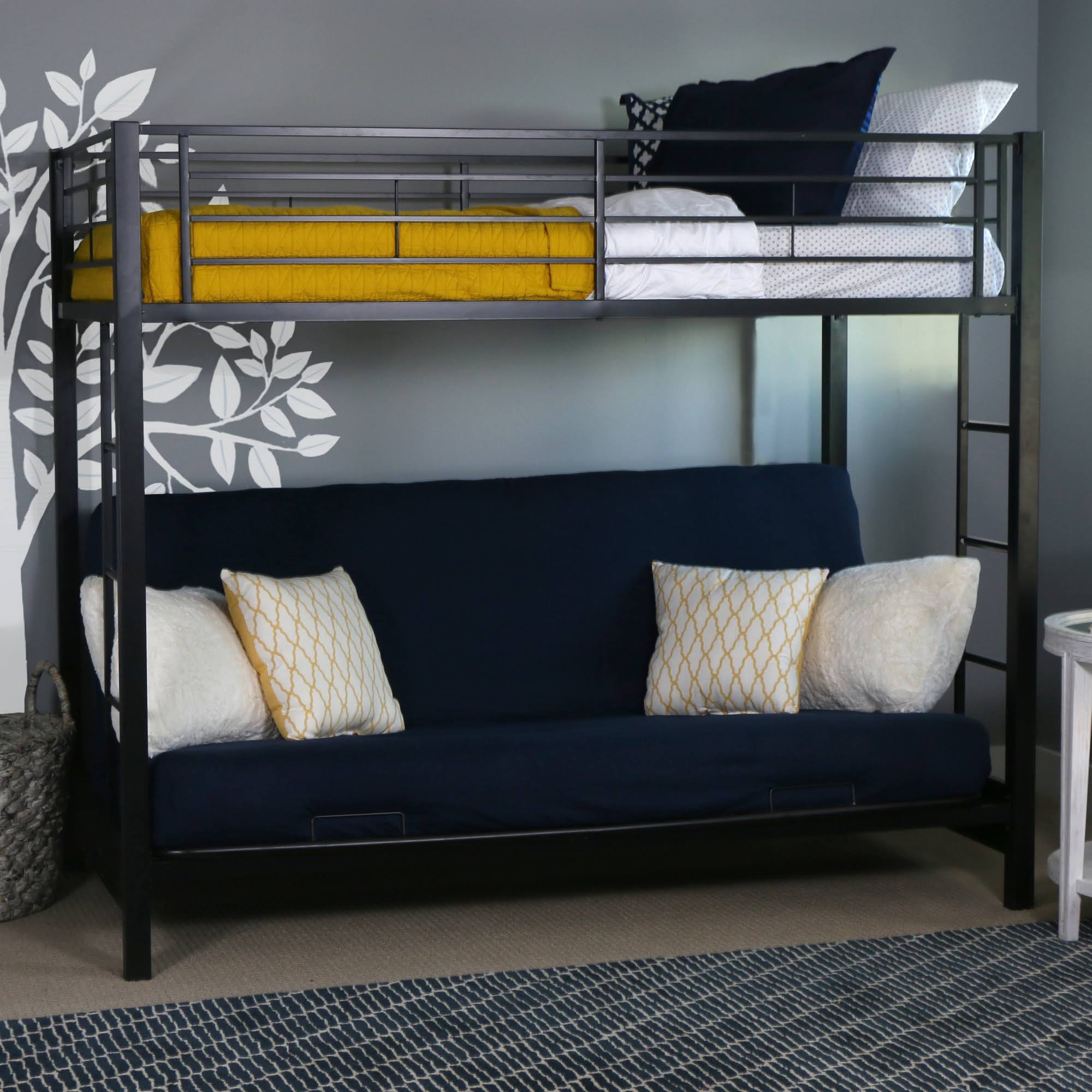 Ergode Premium Metal Twin Over Futon Bunk Bed - Black