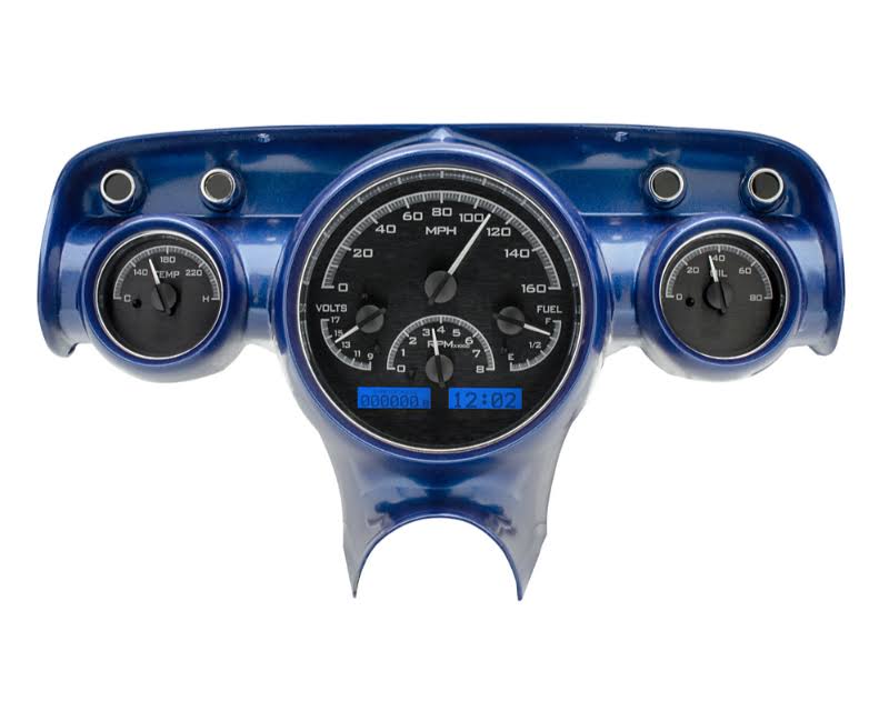 Dakota Digital 57 Chevy Car Analog Gauges System Black Alloy Blue VHX-57C-K-B