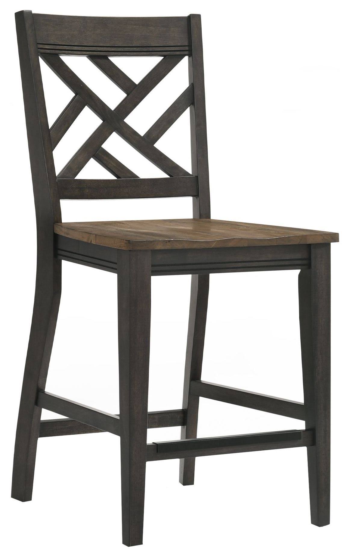 Intercon Harper Brushed Brown and Pecan Lattice Back Bar Stool