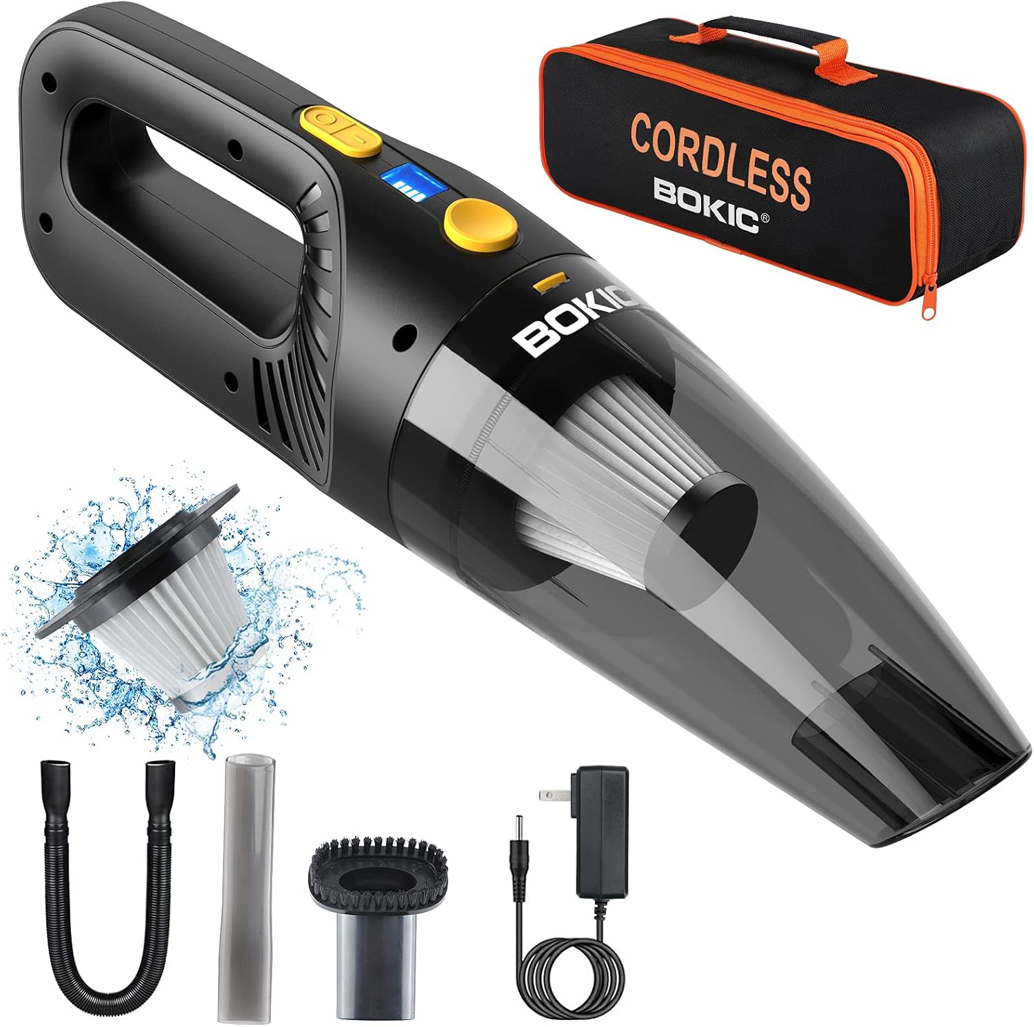 BOKIC Car Vacuum Cleaner Cordless, Cord-Free Handheld Vacuum Rechargeable, Portable High Power 8000Pa, Small Mini Handheld Detailing Cleaning Kit for Home Office Pack of 2