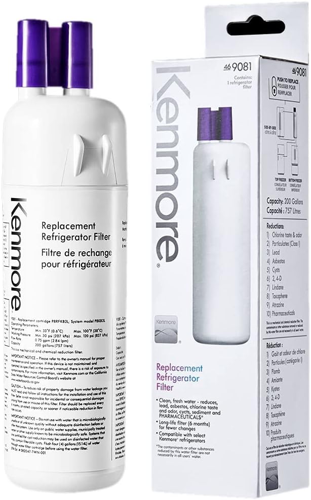 46-9081 46-9930 W10295370A water fi lter Replacement for Kenmore 9081, Kenmore 9930, W10295370, Compatible with EDR1RXD1 Fil ter1, 46/9081, 46/9930, P4RFWB Water FiI ter (3 Pack) Pack of 2