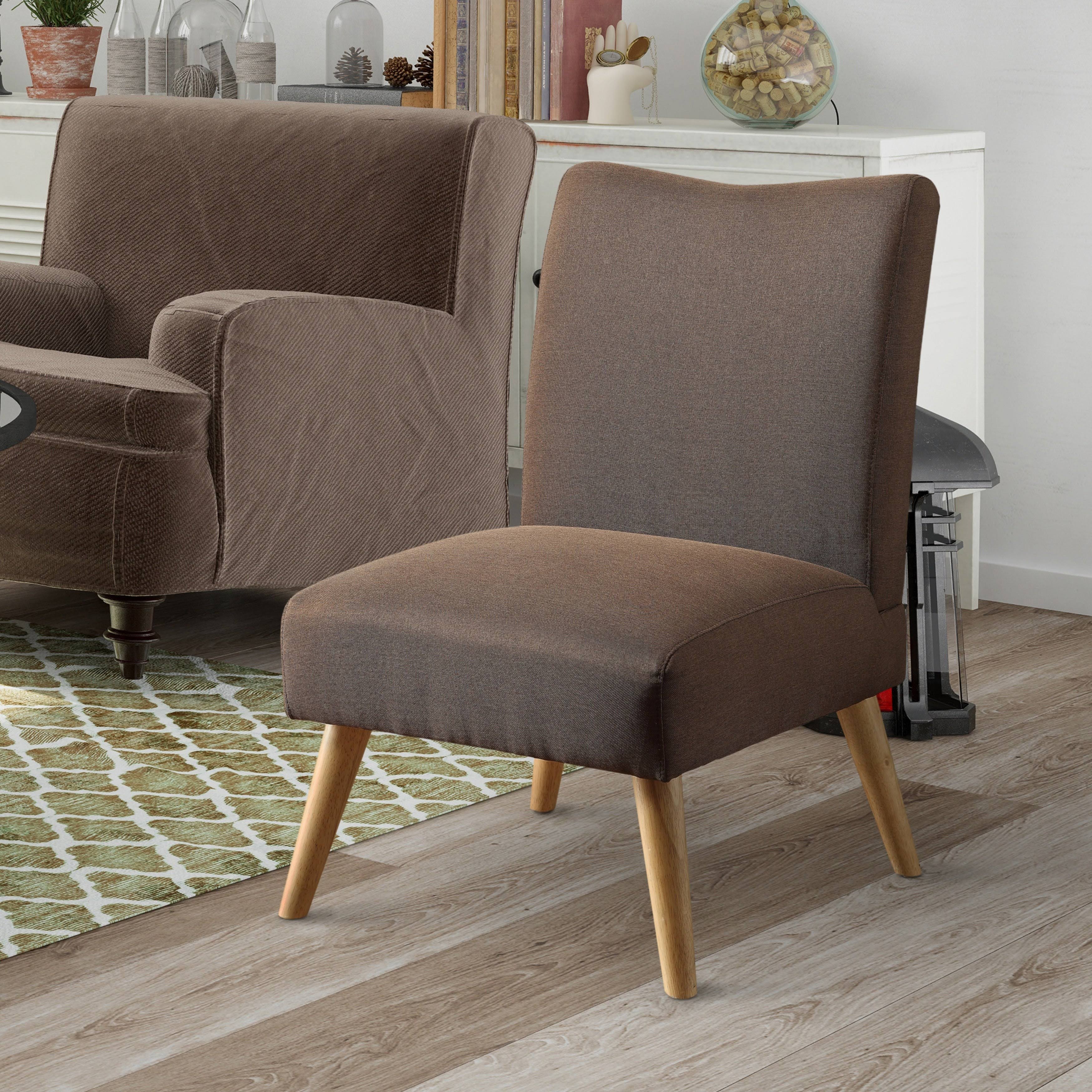 Furniture of America Pind Mid-Century Modern Fabric Accent Chair Brown