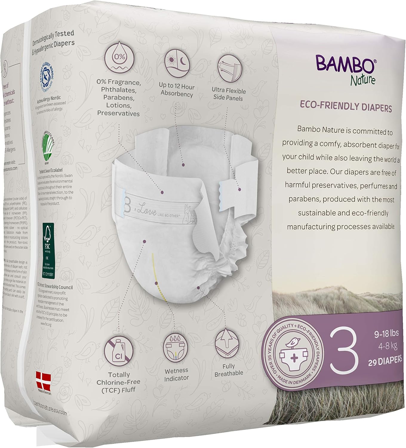 Bambo Nature Premium Eco-Friendly Baby Diapers (SIZES 1 TO 6 AVAILABLE), Size 3, 174 Count Pack of 2