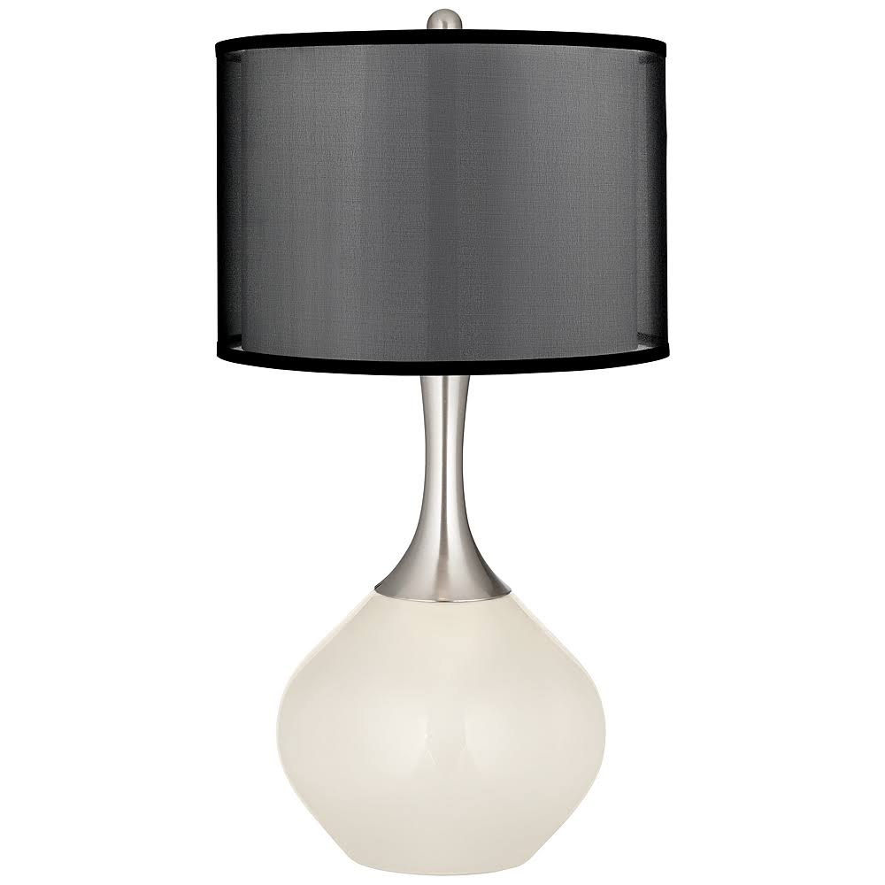 Color + Plus West Highland White Spencer Table Lamp with Organza Black Shade, Beige