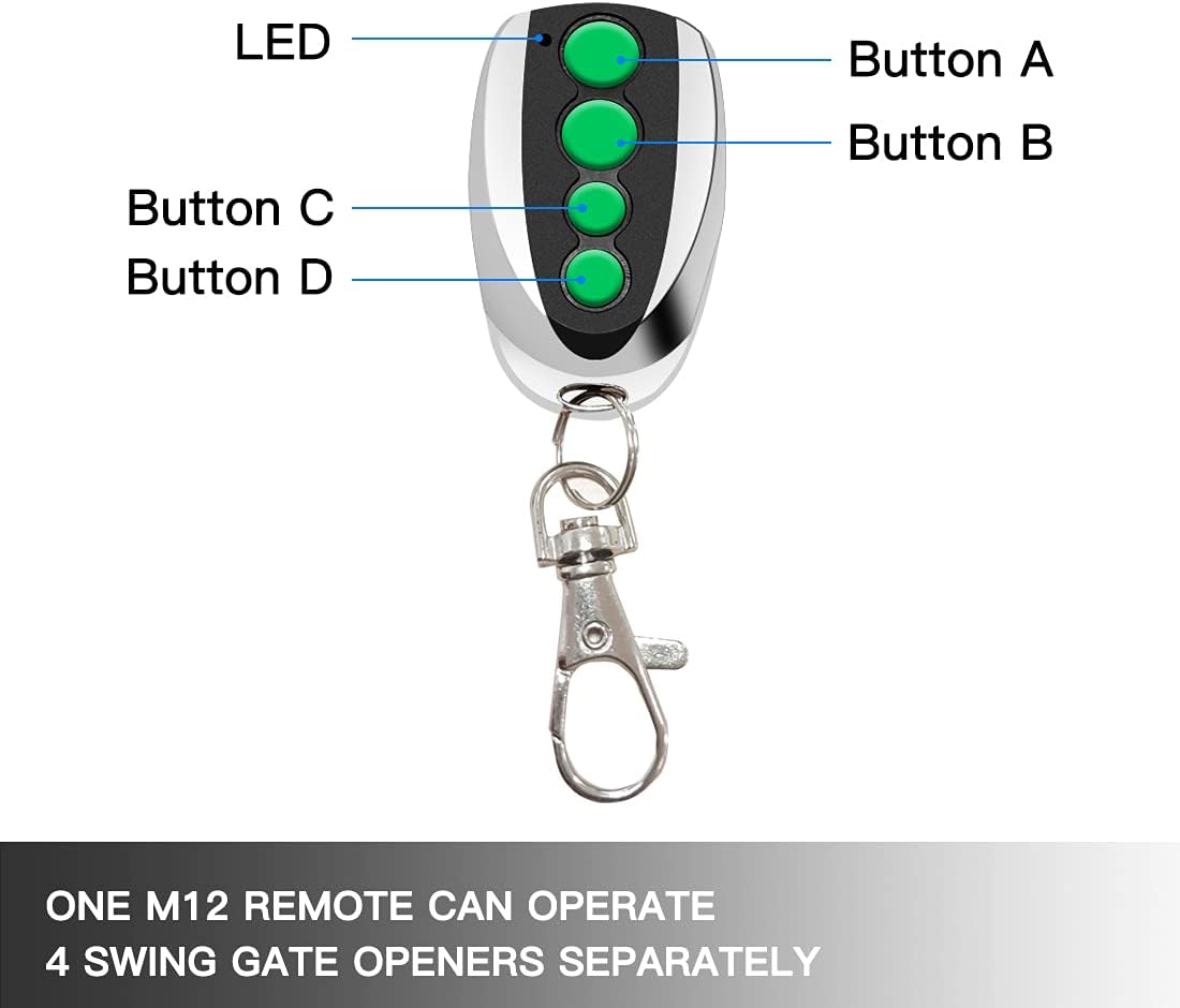 TOPENS M12 Remote Control Transmitter Key Chain Keyfob 2 pcs Pack