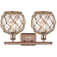 Innovations 516-2W-AC-G122-8RB-LED Antique Copper Farmhouse Rope 2 Light Bath Vanity Light