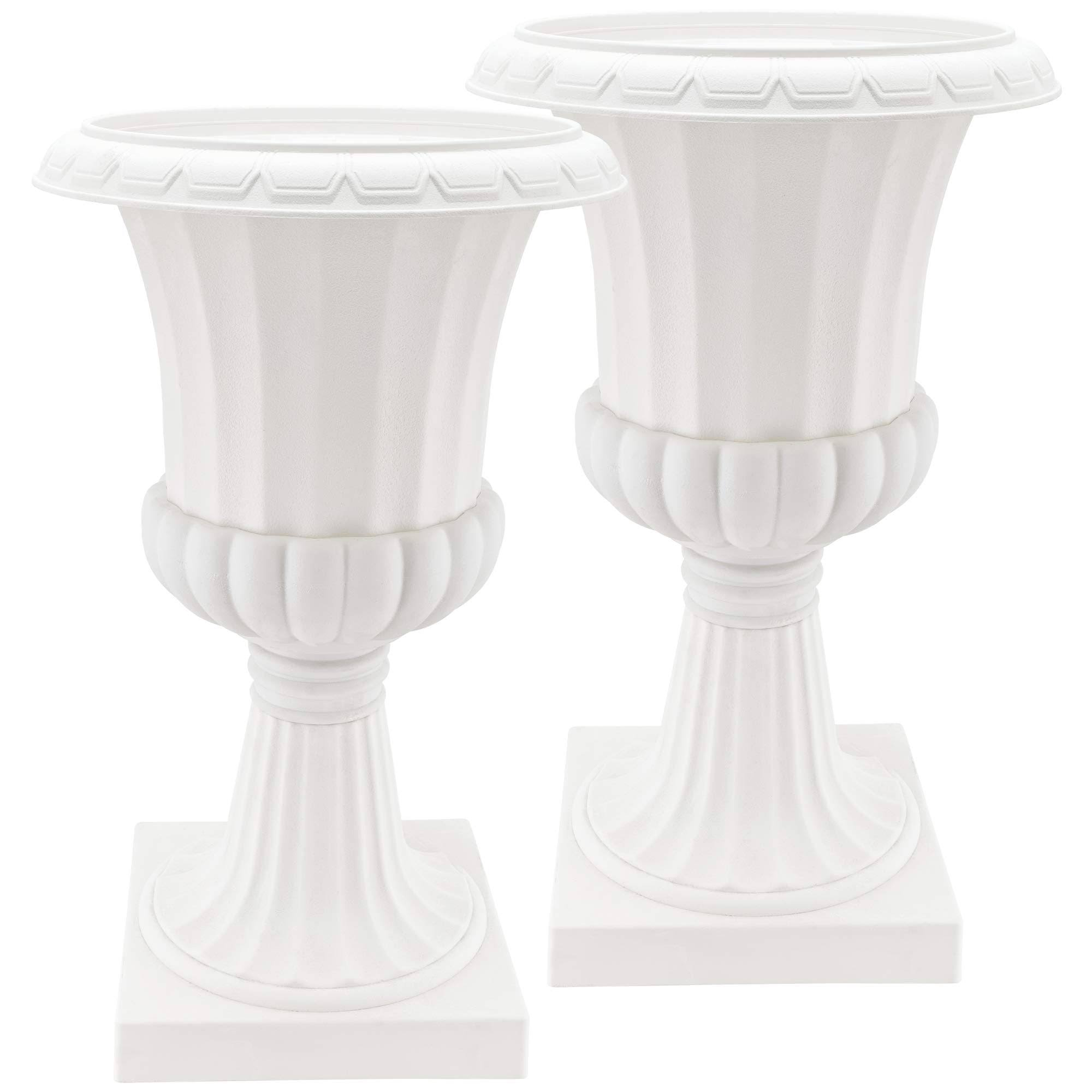 Arcadia Garden Products PL50WT-2 Deluxe Plastic Urn White Pack of 2 10x22 X17
