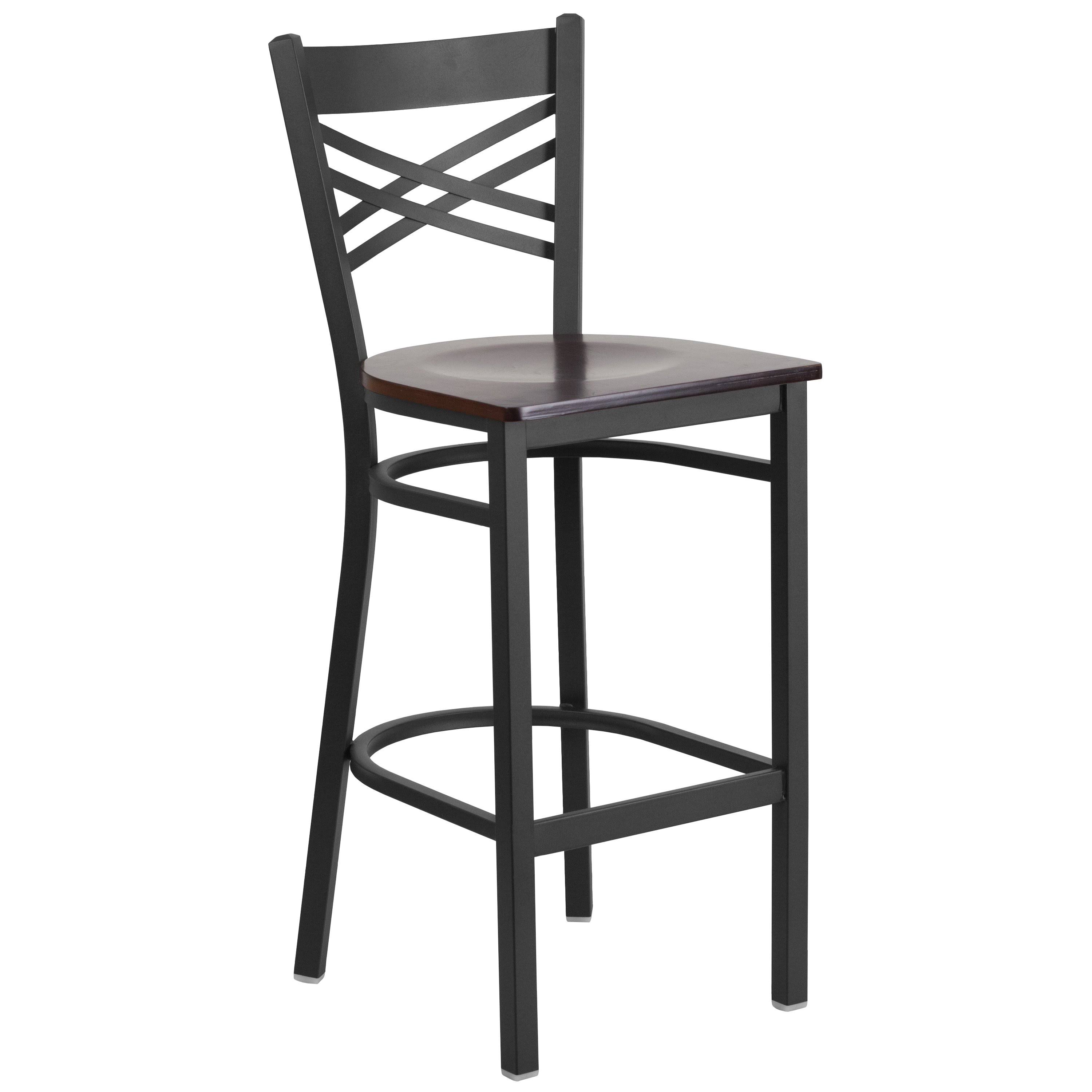 Flash Furniture Hercules Black x Back Metal Restaurant Bar Stool Black Vinyl Seat