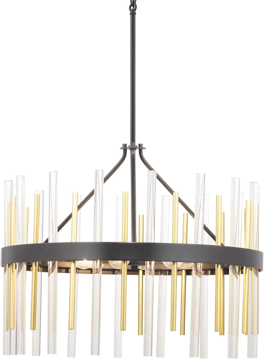 Orrizo Collection 6-Light Clear Glass Luxe Chandelier Light Matte Black