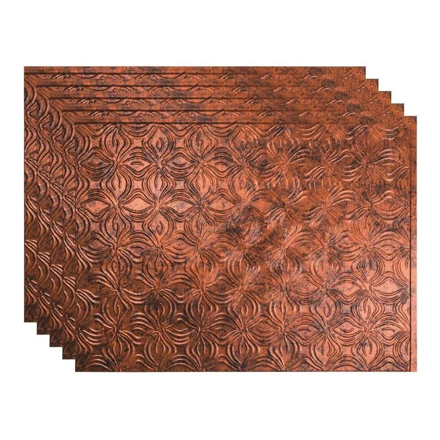 Fasade 18in x 24in Lotus Moonstone Copper Backsplash Panel (5 Pack)