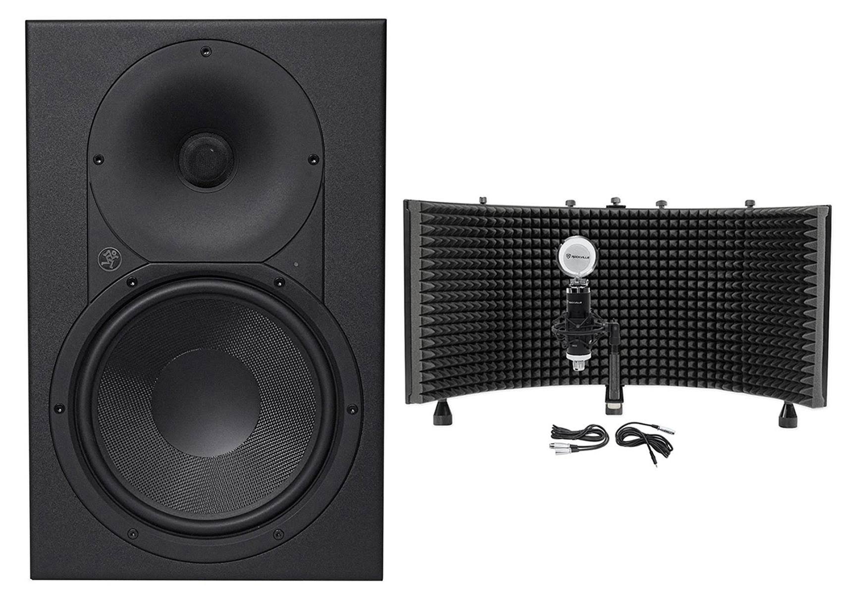 Mackie XR824 8x22 Powered Studio Monitor + Condenser Microphone + Isolation Shield
