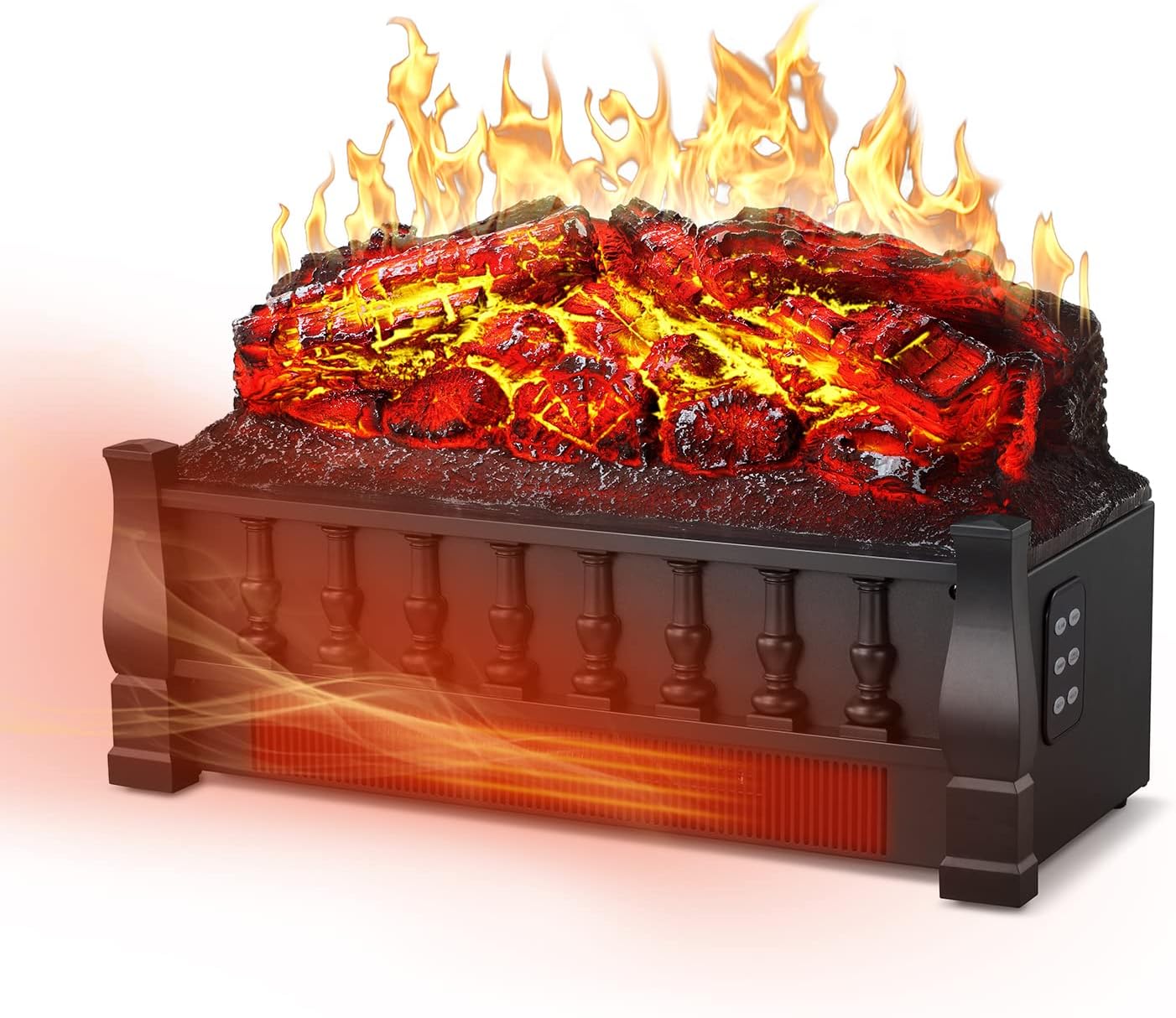 R.W.FLAME Electric Fireplace Log Set Heater 21IN, Remote Control, Flame Brightness Adjustable,Realistic Ember Bed