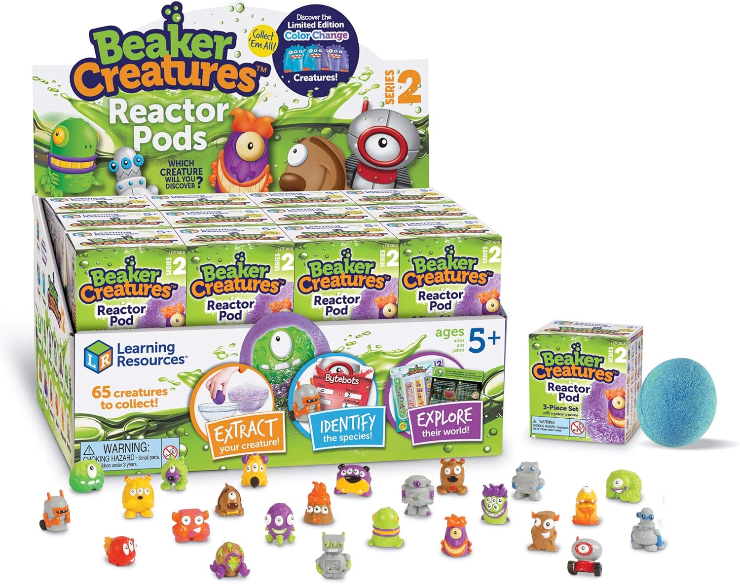 Learning Resources Beaker Creatures Reactor Pods Series 2, 24 Pack, Homeschool, STEM Science Toy, Ages 5+ Pack of 2