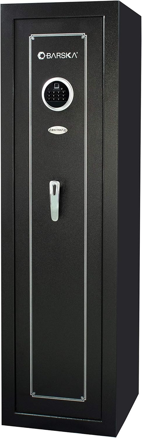 Barska Quick and Reliable Access Biometric Keypad Rifle Safe with Dual Access, Smart Alarm System, and Removable Storage Shelf for Home