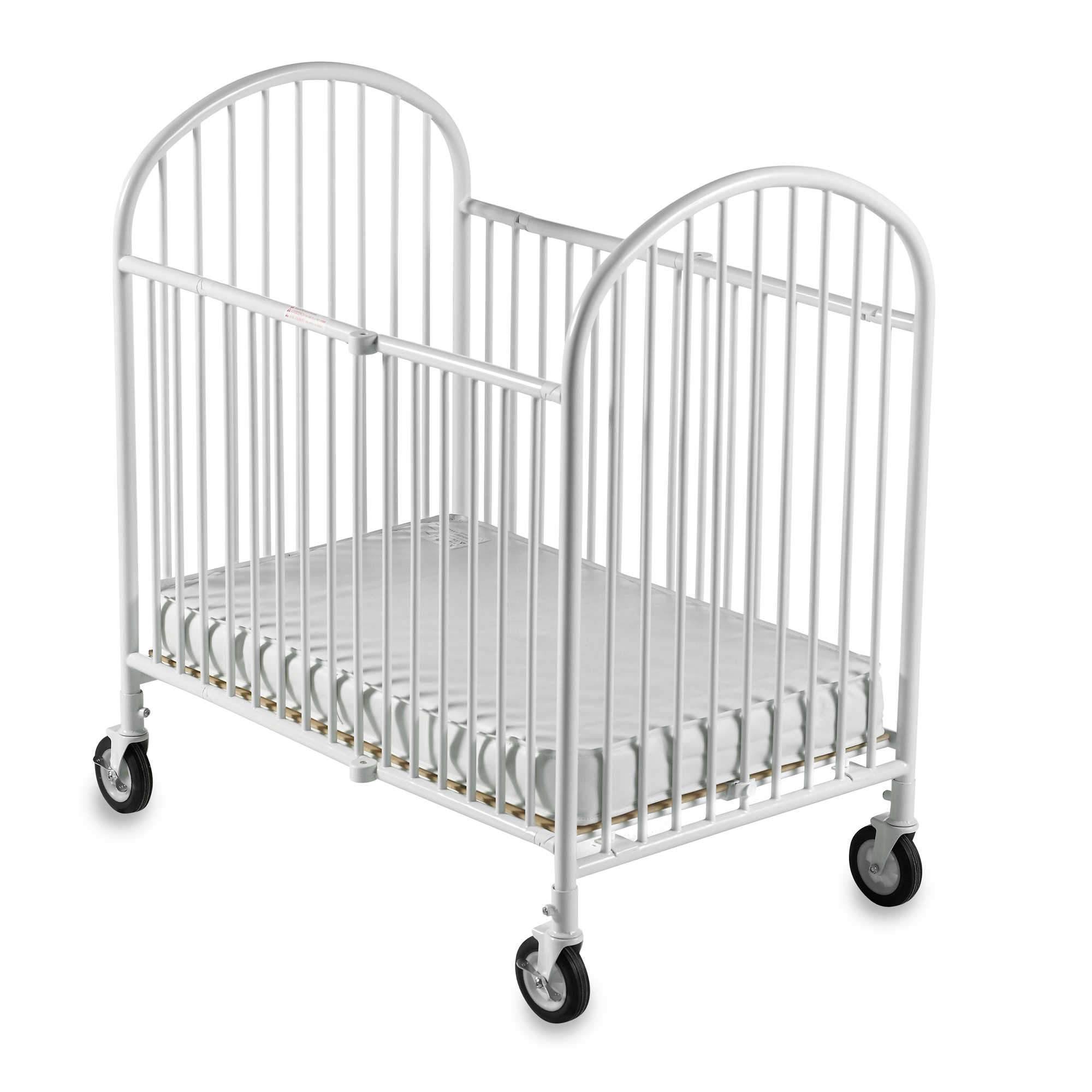 Foundations Pinnacle Folding Compact Steel Crib with Foam Mattress - White
