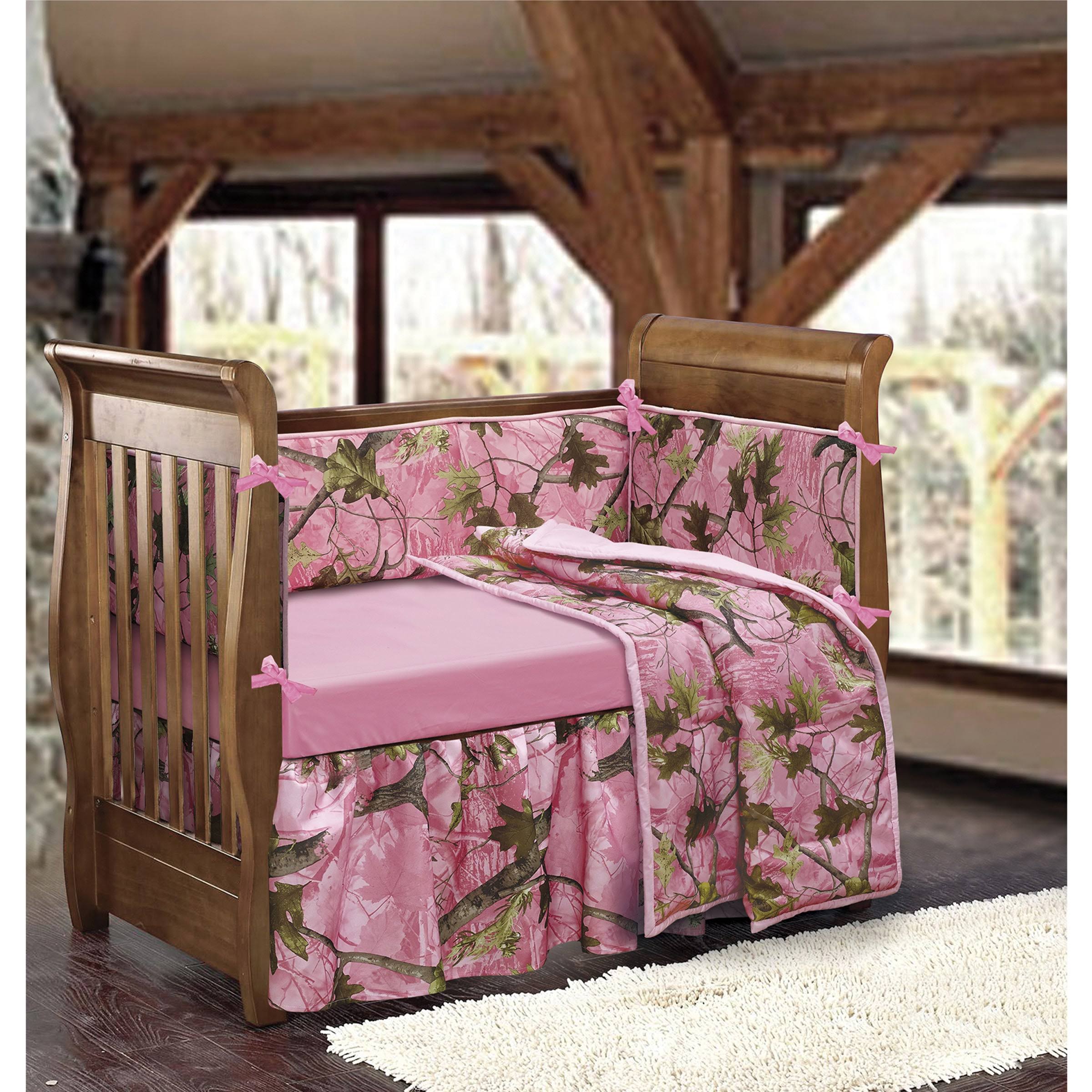 HiEnd Accents Girls& Pink Camo Crib Bedding Set