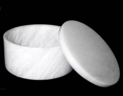 Decorative White Marble Trinket Box - 4 Inch Round Pack of 2