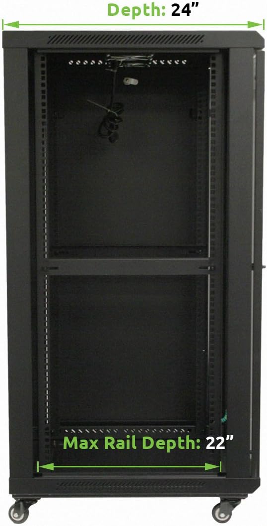 NavePoint 22U IT Wall Mount Network Server Data Cabinet Rack Glass Door Locking Casters