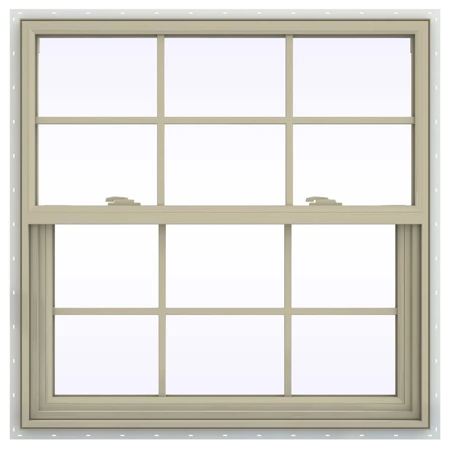 JELD-WEN V-2500 Vinyl Double Pane Annealed New Construction Single Hung Window (Rough Opening: 36-in x 36-in; Actual: 35.5-in x