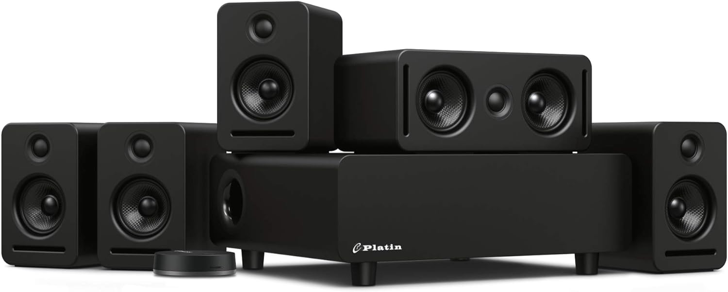Platin Monaco 5.1 with WiSA SoundSend | Home Theater System for Smart TVs | Wireless Transmitter | Feature 5.1 Channels of Uncompressed 24-bit 48 kHz Sound | WiSA Certified & Tuned by THX