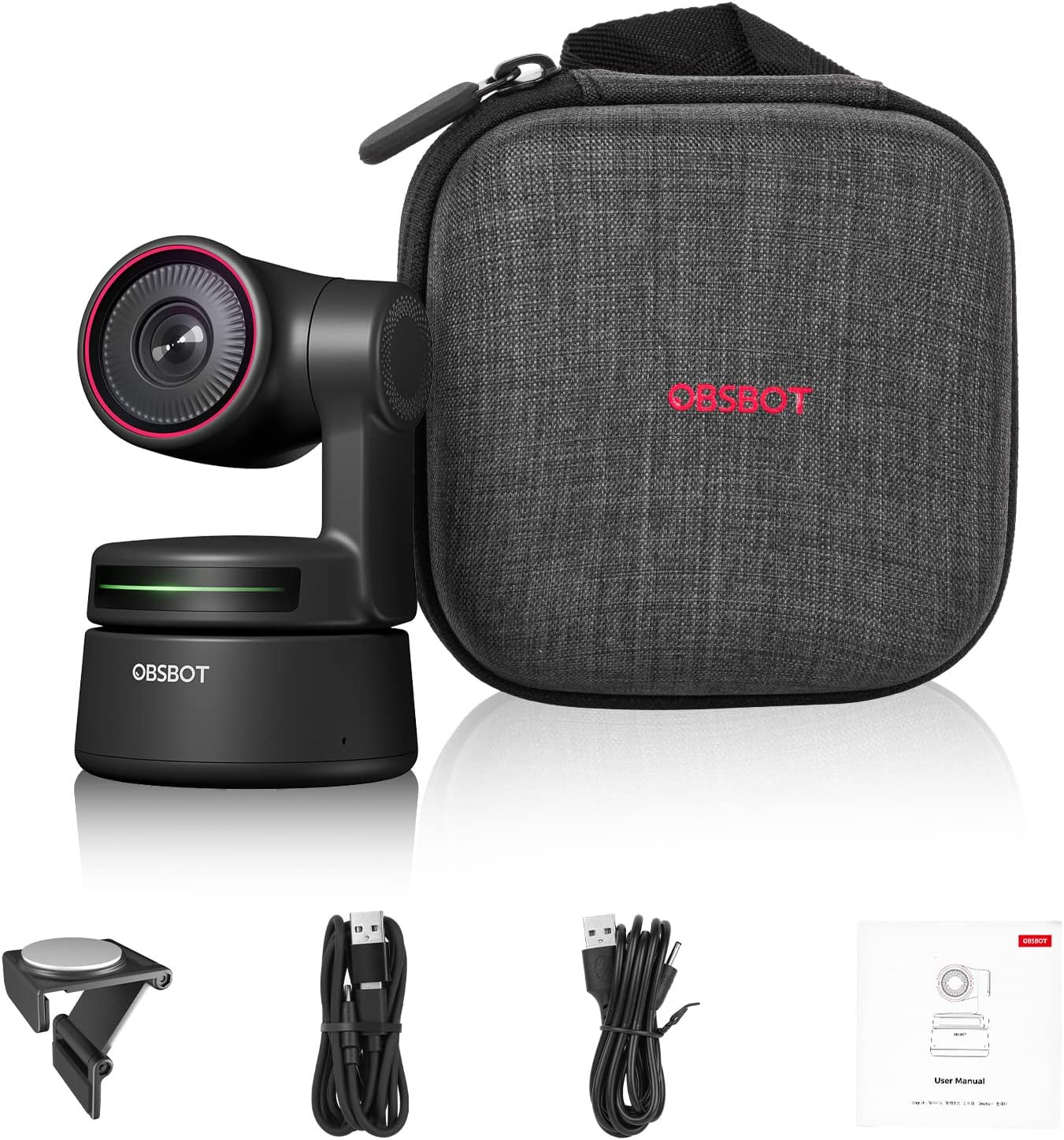 Obsbot Tiny 4K PTZ Webcam, Obsbot Tiny Upgraded with 4K Resolution AI-Powered AI-Tracking Auto-Framing Gesture Control HDR Webcam with 4X Zoom in/Out Dual Omni-Directional Mic