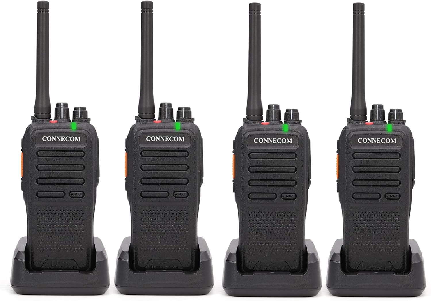 Digital & Analog Two Way Radios - CONNECOM Business Rechargeable 4W High Power Walkie Talkies Suitable for Commercial, Construction, Warehouse Worker, Industrial Factory, Docks, etc. GD100 4Pack