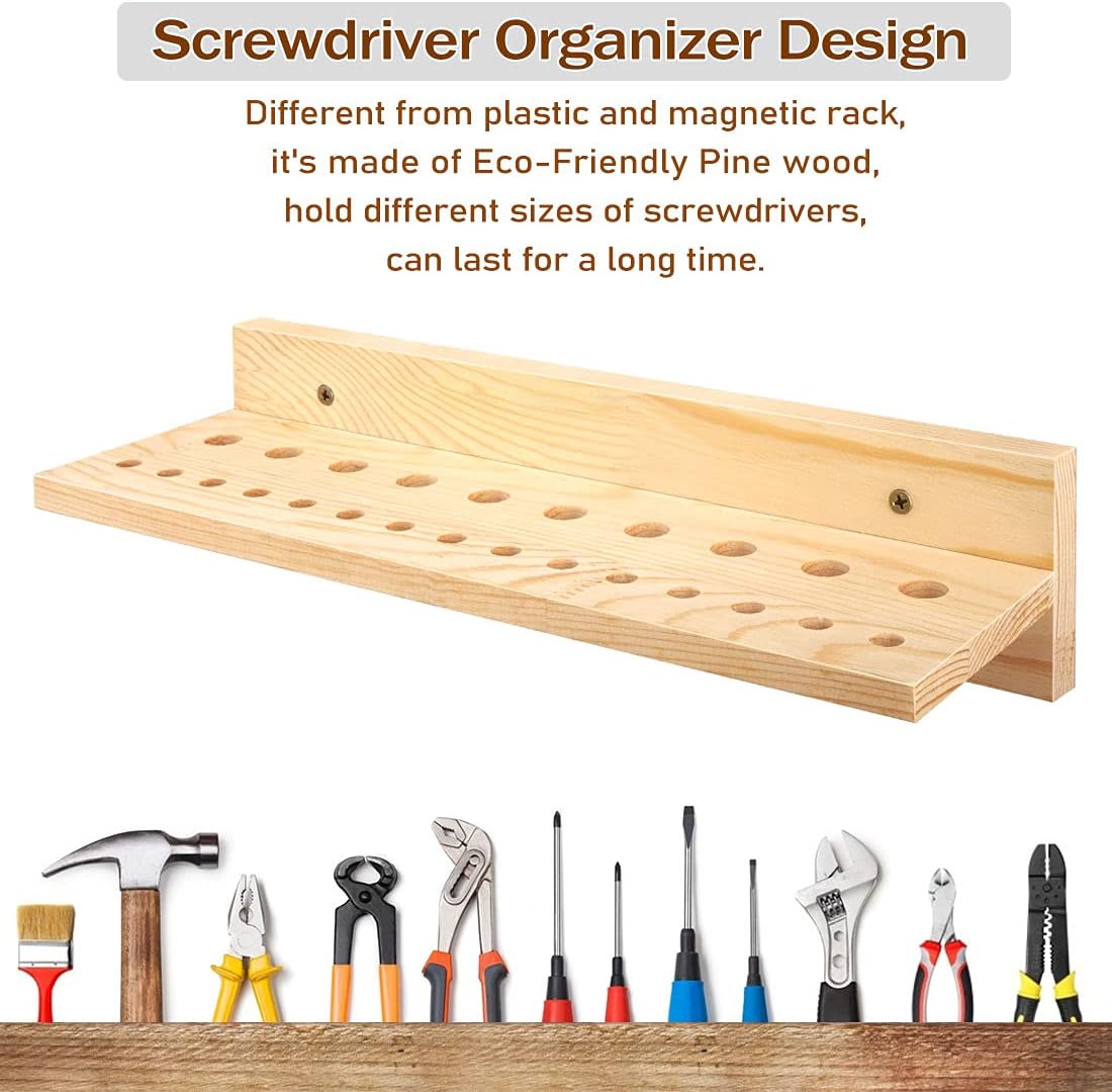 Stepstall Screwdriver Organizer, Wood Pliers Holder, Hammer Rack - Wall Mounted Tools, 3 Packs Hand Tool Wall Organizers and Storage for Garage, Workshop, Workbench