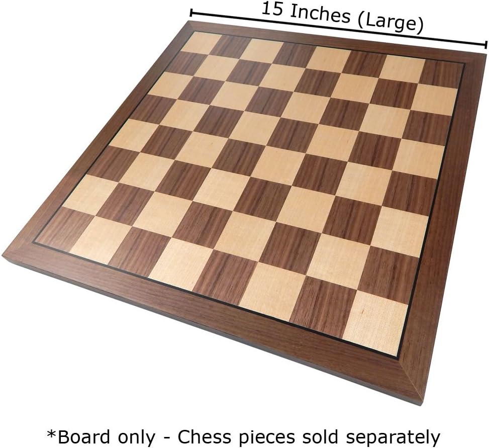 Kratos Chess Board with Inlaid Walnut Wood, Large 15 x 15 Inch, Board Only Pack of 2