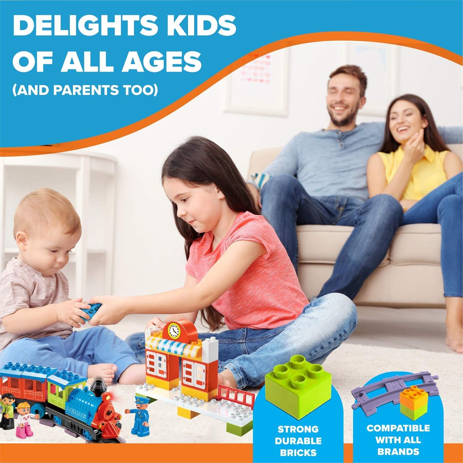 Minmi Motorized Train Set and Tracks Building Blocks (107 Piece Set - Jumbo) Pack of 2