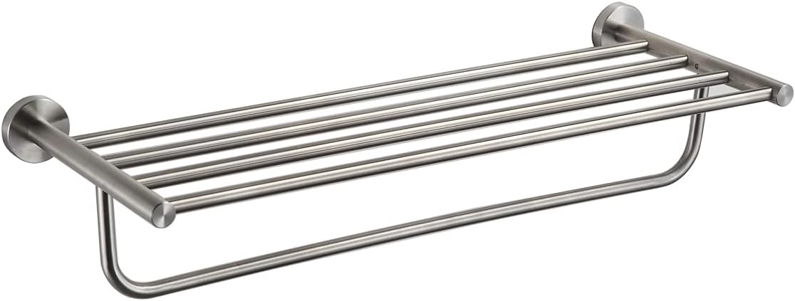 LUXJOY Bathroom Towel Rack Stainless Steel with Single Towel Bar 24-Inch Hotel Towel Shelf SUS304 Modern Wall Mounted Holder Matte Black Pack of 2