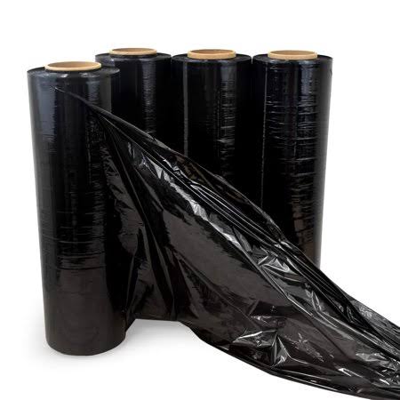 IDL Packaging 18 inch x 1500' 80 GA Hand Stretch/shrink Film Roll, Black (Pack of 4)