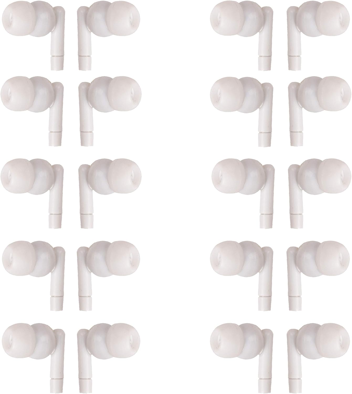 JustJamz Basic Pearl White Headphones Disposable Earbuds Earphones for Kids and Adults 100 Pack