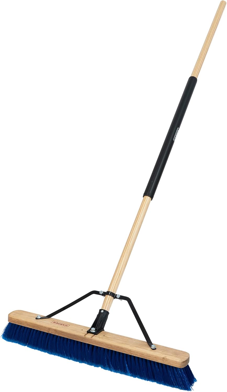 Harper 20201045 24 in. Indoor/Outdoor Wet/Dry All-Purpose Push Broom with Semi-Stiff Bristles, Black