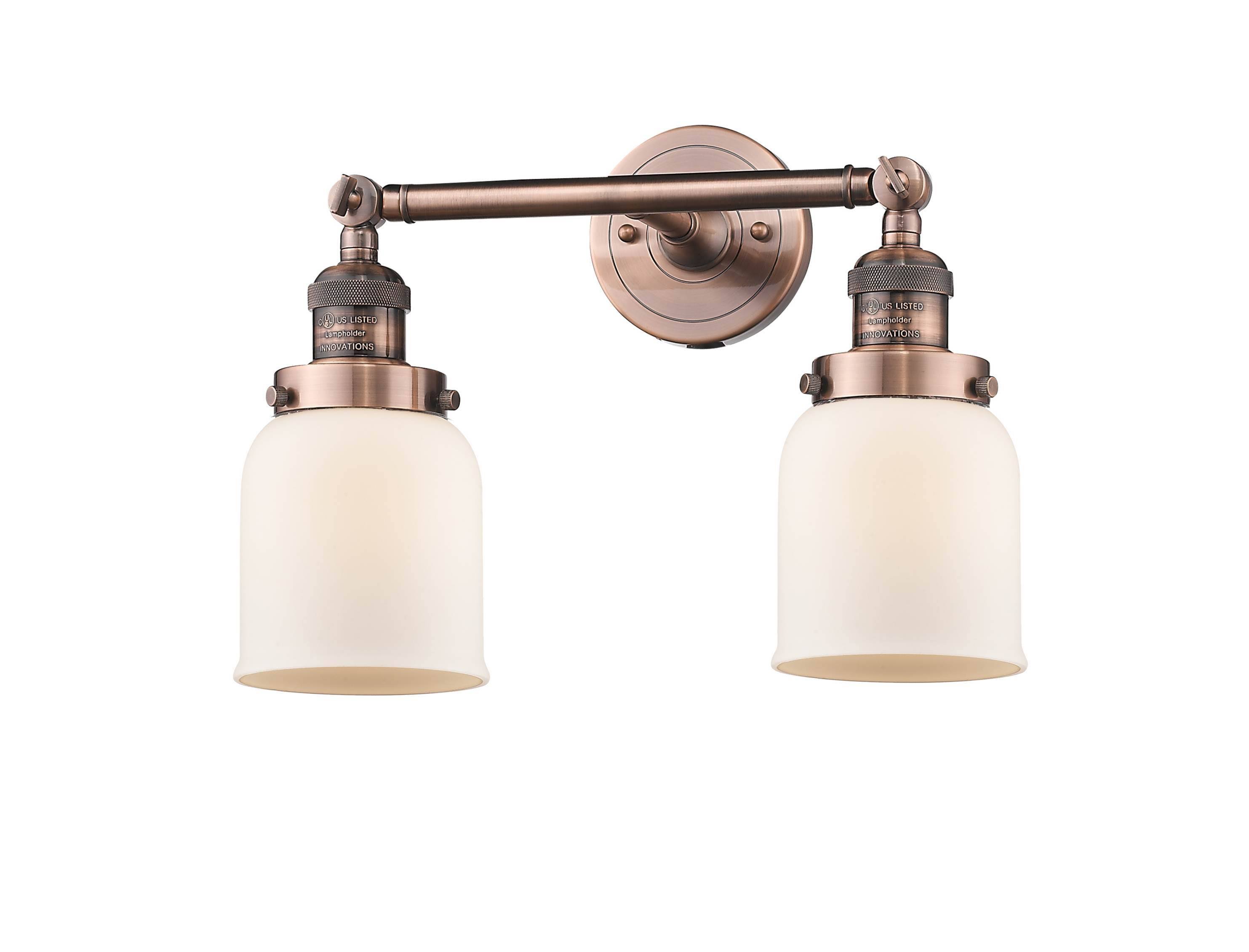 Innovations Lighting Small Bell 2 Light Bath Vanity Light 208 AC G51 LED (Antique Copper)