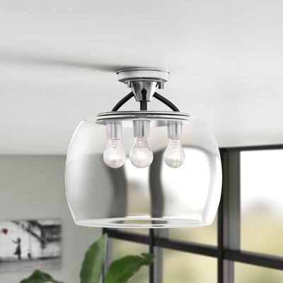 Sommerville 3 - Light 13.5x22 Semi Flush Mount Three Posts Fixture Finish: Black/Satin Nickel