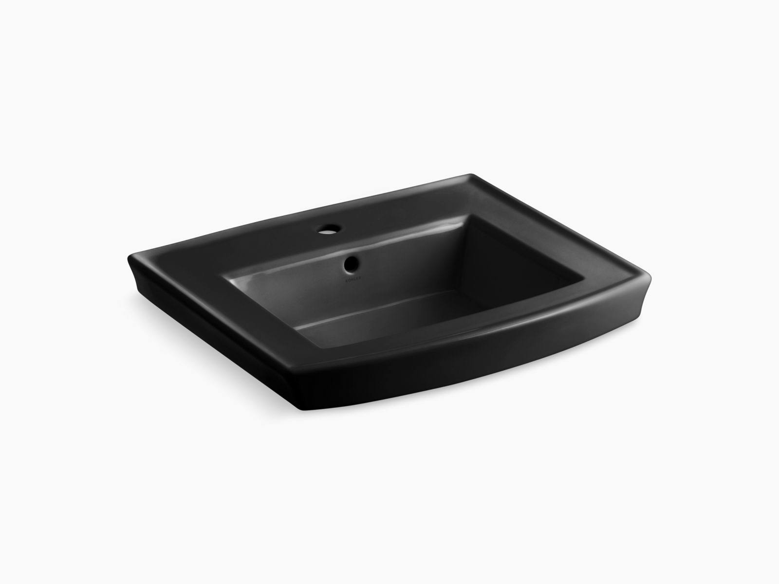Kohler K-2358-1 Archer Pedestal Bathroom Sink with Single Faucet Hole Black