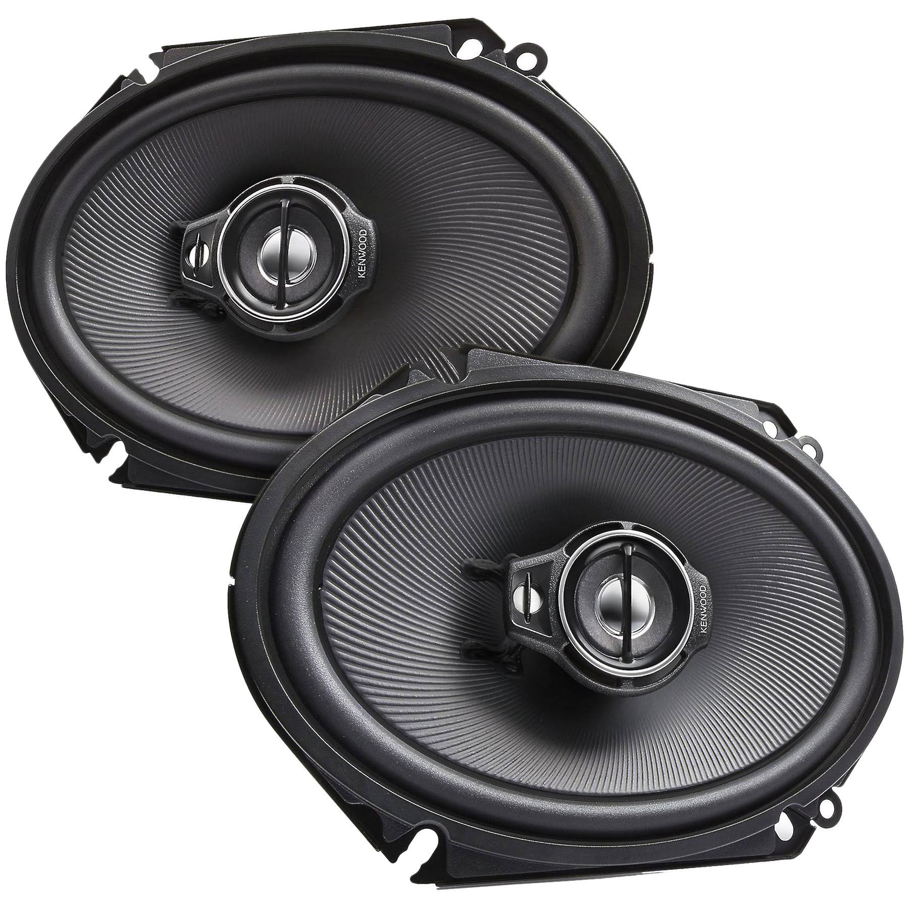 4X Kenwood 720W 6x8x22 Performance Series 3-Way Black Coaxial Speakers, 4X Enrock 16 Gauge Speaker Harness Adapter w/ Red Bullet