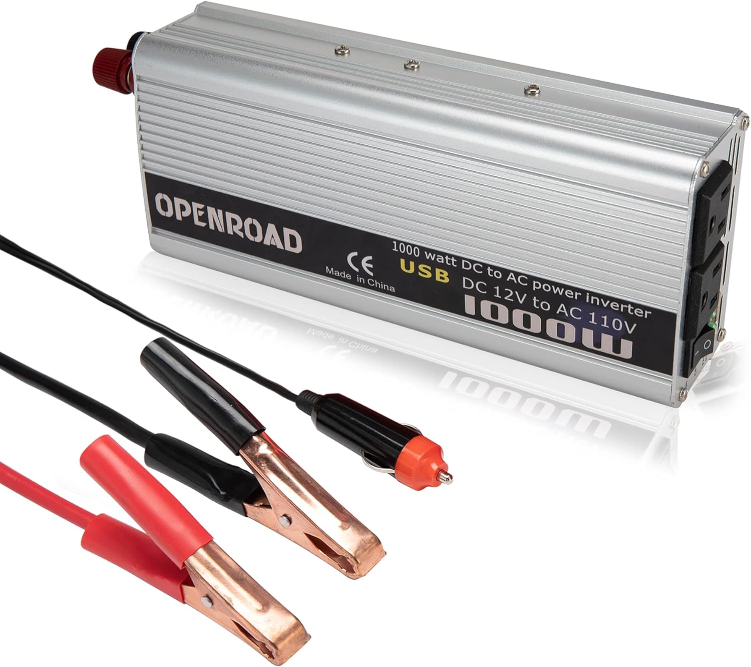 OPENROAD 1000W Power Inverter, Truck/RV Inverter 12V DC to 110V AC Converter, with 2 AC Outlets 1 2.4A USB and 12V Car Cigarette Lighter, with Display car Inverter (1000W) Pack of 2
