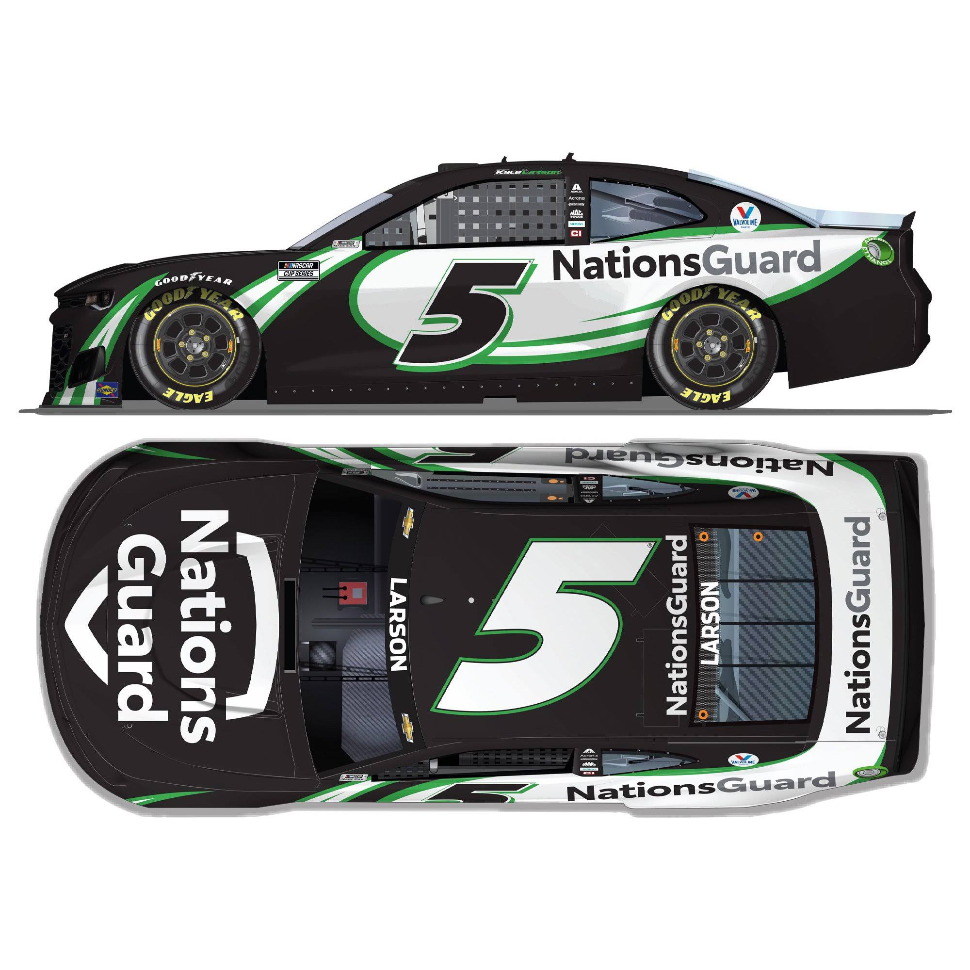 Action Racing Kyle Larson 2021 #5 Nations Guard 1:24 Elite Die-Cast Chevrolet Camaro