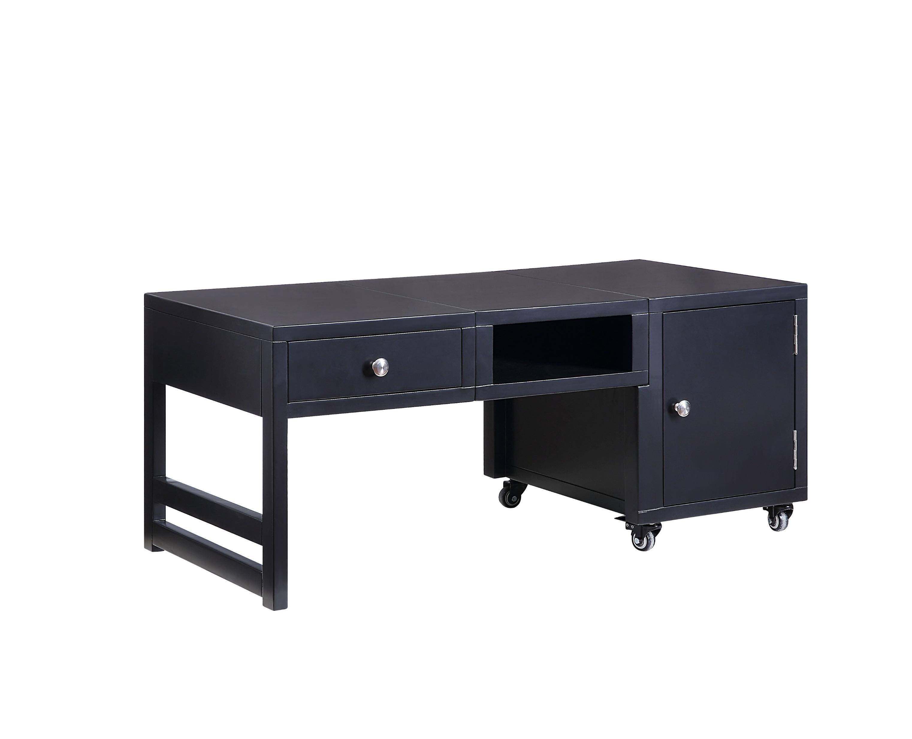 20x22 x 40x22 x 18x22 Black Wood Veneer Coffee Table (Convertible)