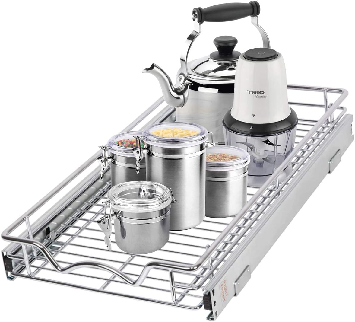 Pull Out Cabinet Drawer Organizer, Heavy Duty-with 5 Year Limited Warranty- Slide Out Kitchen Cabinet Storage Shelves, -11”W x 21”D - Requires At Least a 12” Cabinet Opening, Wire Frame, Chrome Finish Pack of 2