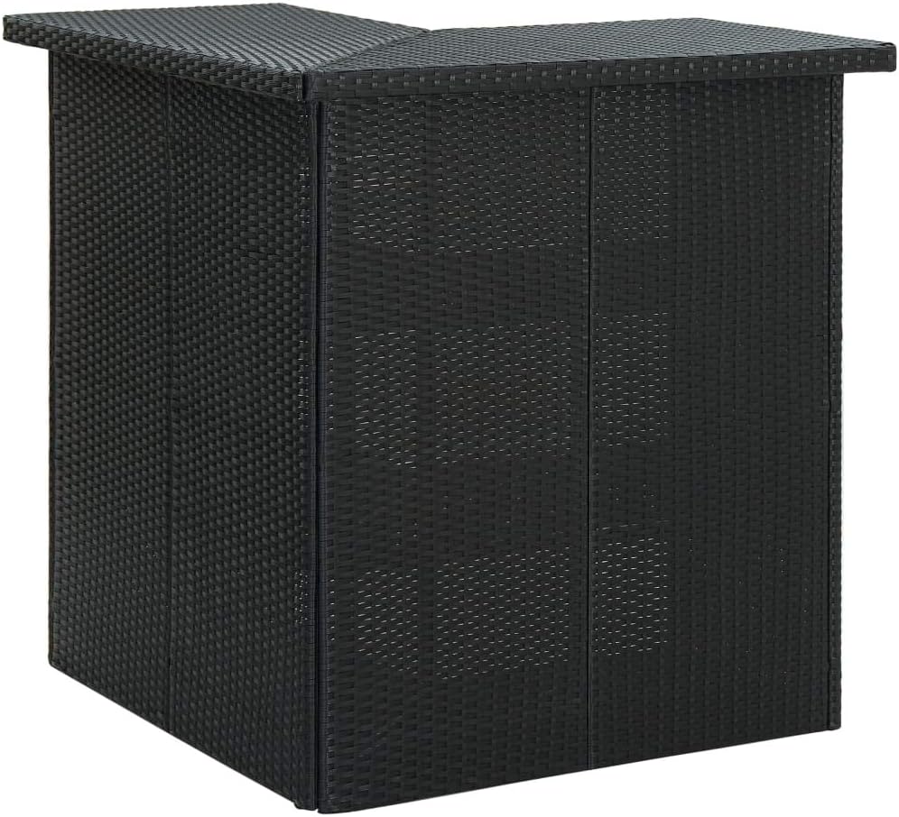 NusGear Corner Bar Table Black 39.4x19.7 x41.3 Poly Rattan -481