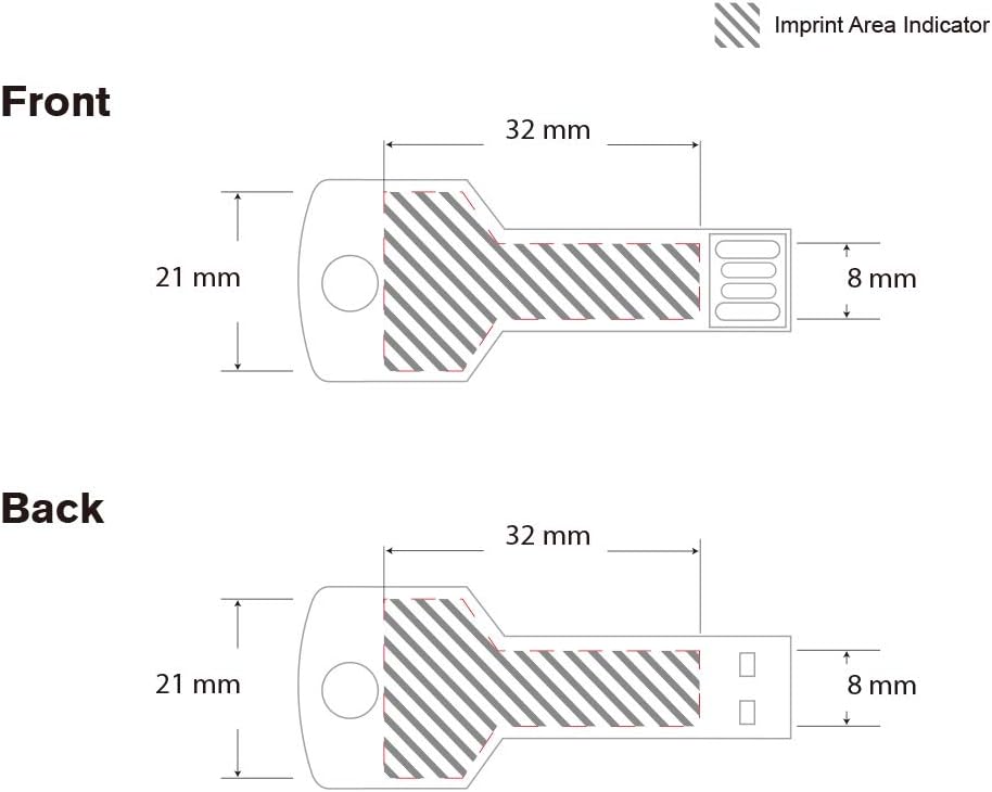 Possibox Custom Key Shaped USB Flash Drive 128MB Customized with Your Logo - as Promotional Gift Bulk 50 Pack