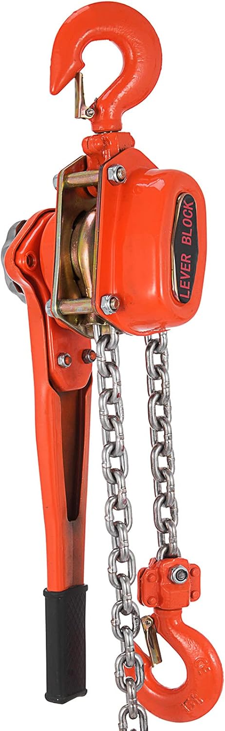 Gakee Lever Hoist 1 1/2 ton with 5 Feet Steel Chain, Manual Lever Chain Hoist Two Swivel Hooks 3300 LBS lift Capacity, Lift Lever Hoist for Lifting Pulling Building Garages Warehouse (1.5Ton 5ft) Pack of 2