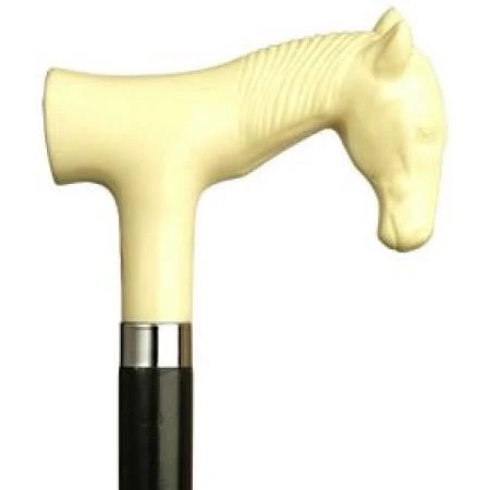 Unisex Horse Head Derby Black Maple Cane, Ivory Handle -Affordable GIFT! Item #HAR-9140438