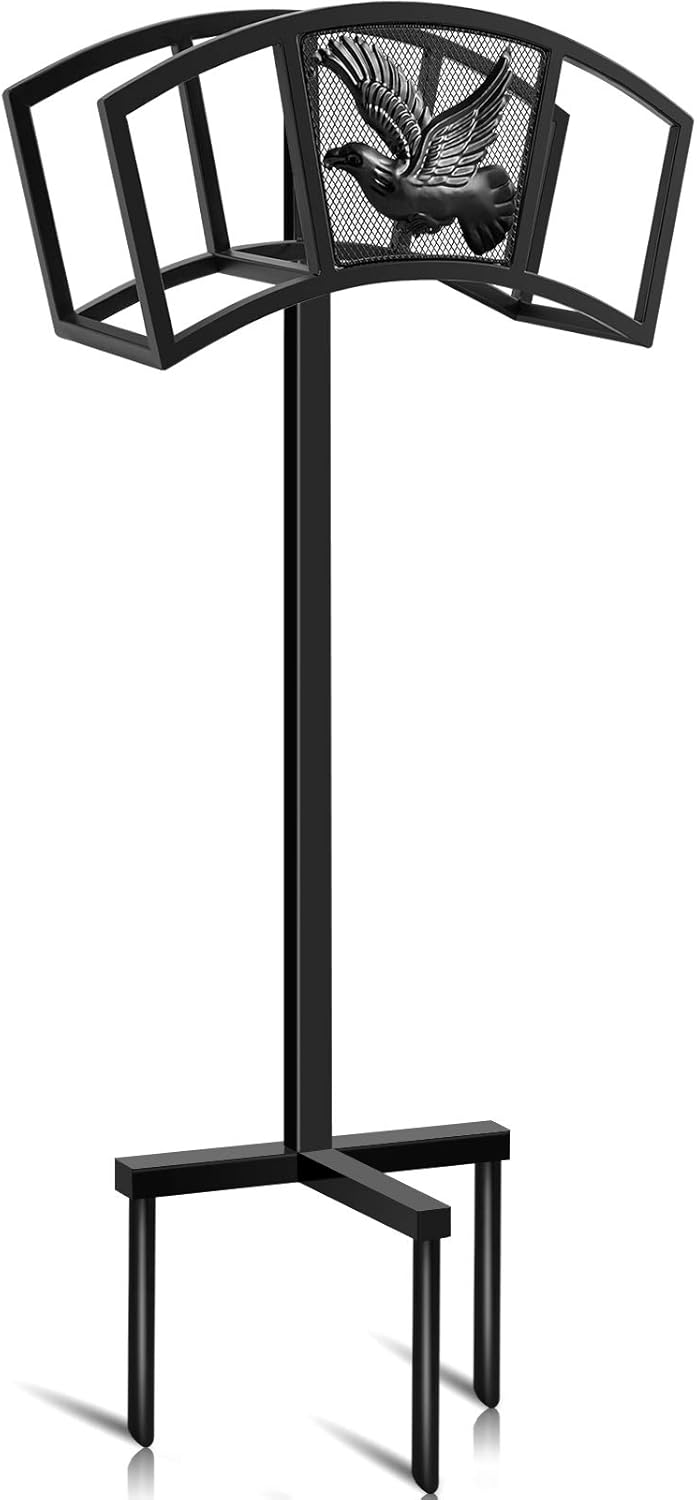Amagabeli Garden Hose Holder Stand Freestanding for Outside Holds 125ft Water Hose Detachable Rustproof Rack Storage Hanger Stakes Heavy Duty Decorative in Ground Garden Lawn Metal Black BG375 Pack of 2